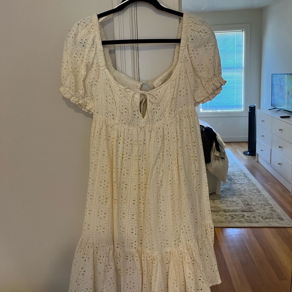 Urban Outfitters Cream lace mini dress